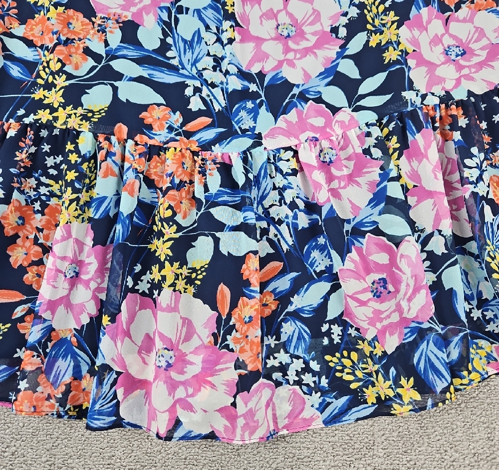 ROZ & ALI Size Medium Sleeveless Midi Back tie w/ pearls Floral Dress Lined - Picture 3 of 8